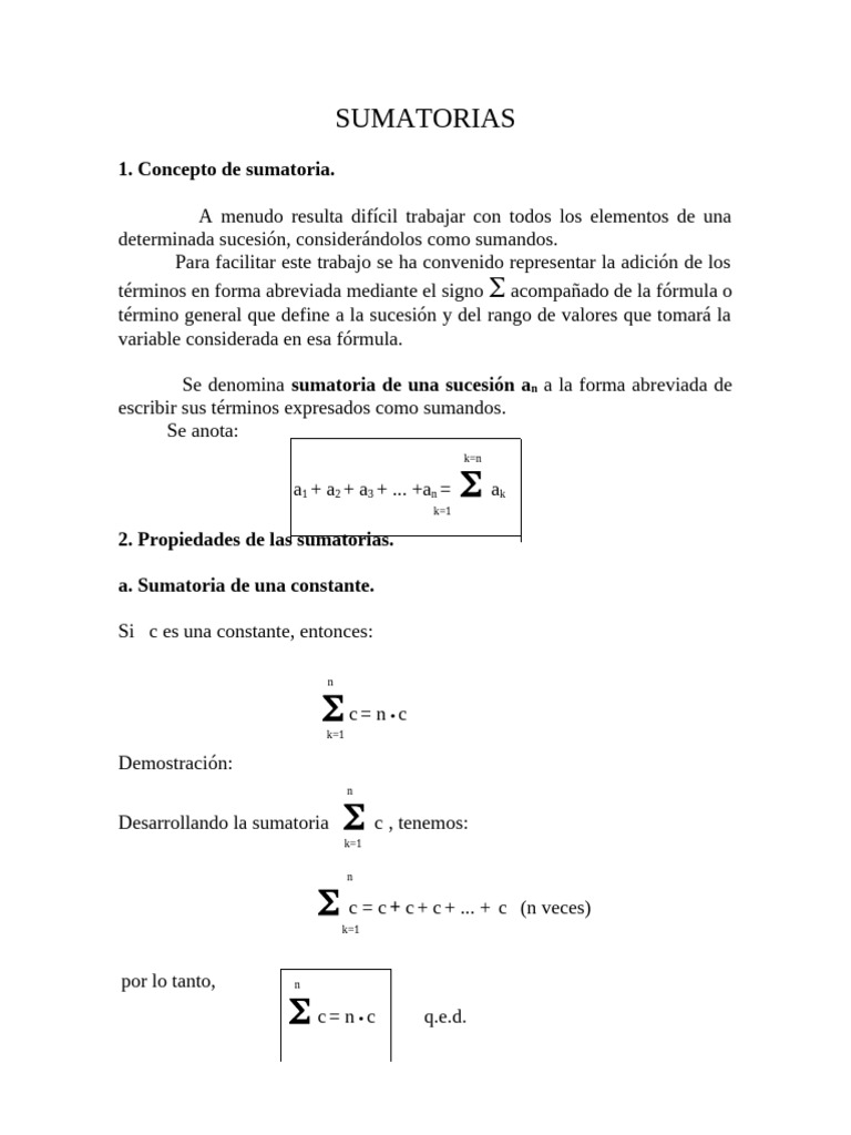 Sumatoria y Productoria | PDF | Suma | Fórmula