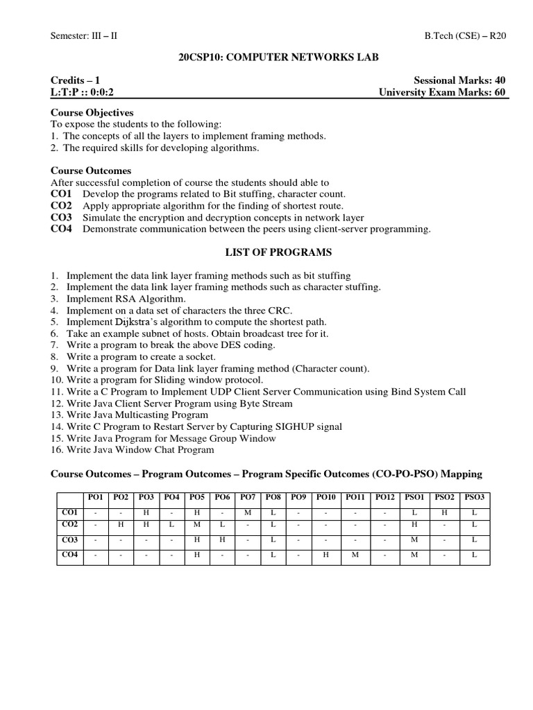 Computer Networks Lab Course Overview | PDF | Client–Server Model ...
