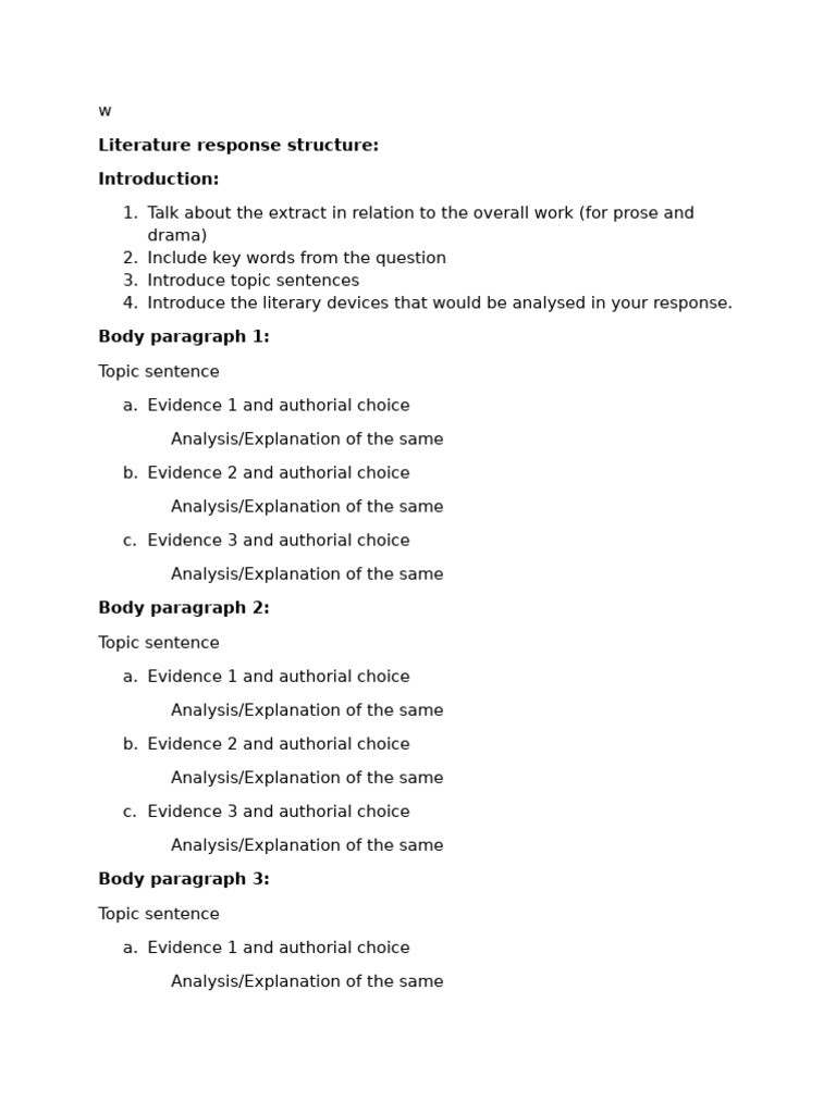 Literature Response Structure Guide | PDF