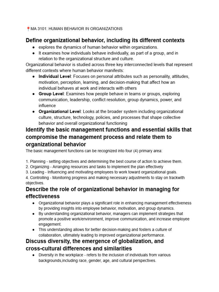 Understanding Organizational Behavior Dynamics | PDF | Motivation ...