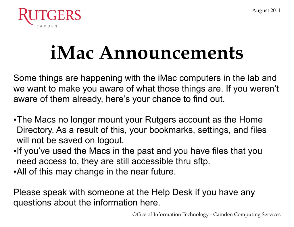 iMac Lab Updates and Access Changes | PDF | Computing | Hardware