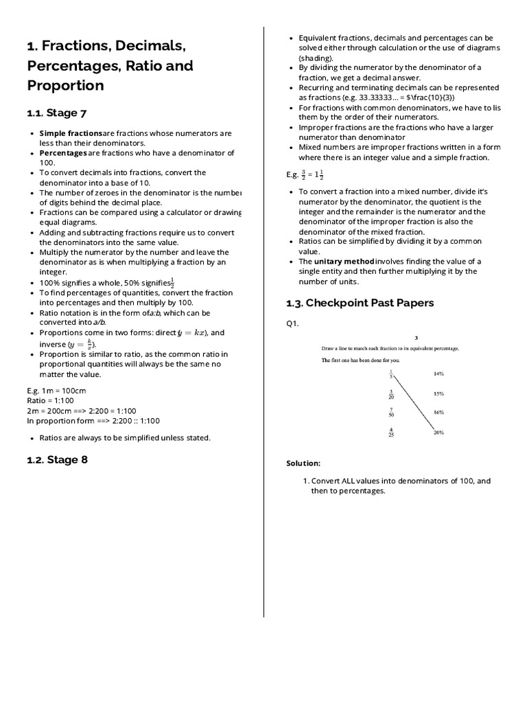 Stage 7 Mathematics Fractions and Decimals | PDF | Decimal | Elementary ...