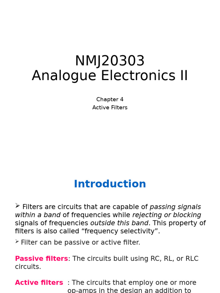 Active Filters in Electronics | PDF | Electronic Filter | Low Pass Filter