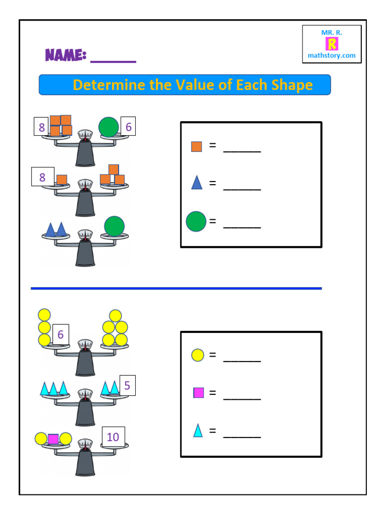 Value of Shapes Worksheet | PDF