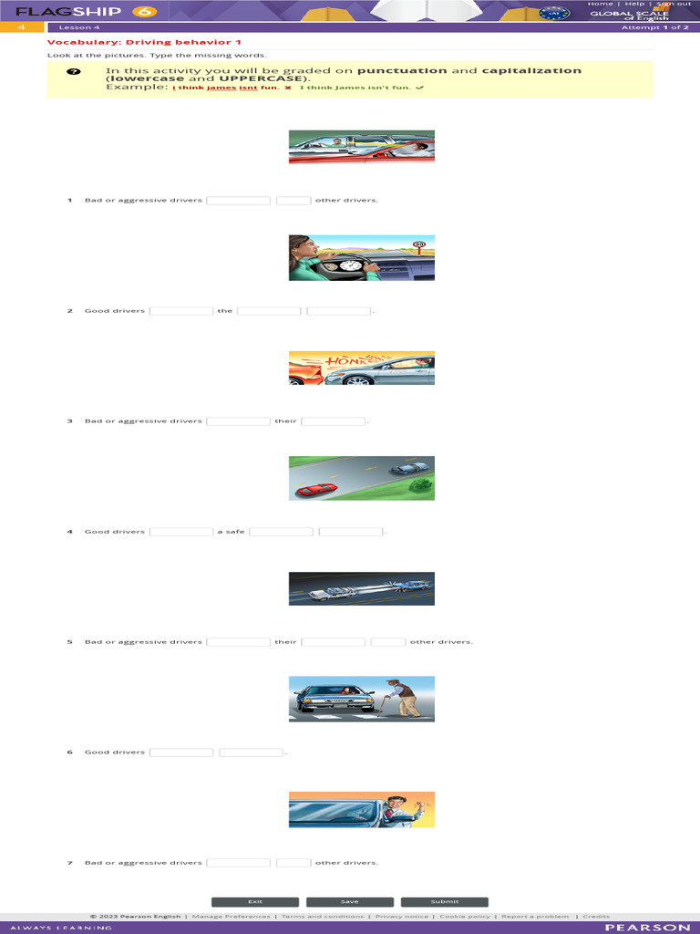 Bad Driving Habits Vocabulary Exercise | PDF