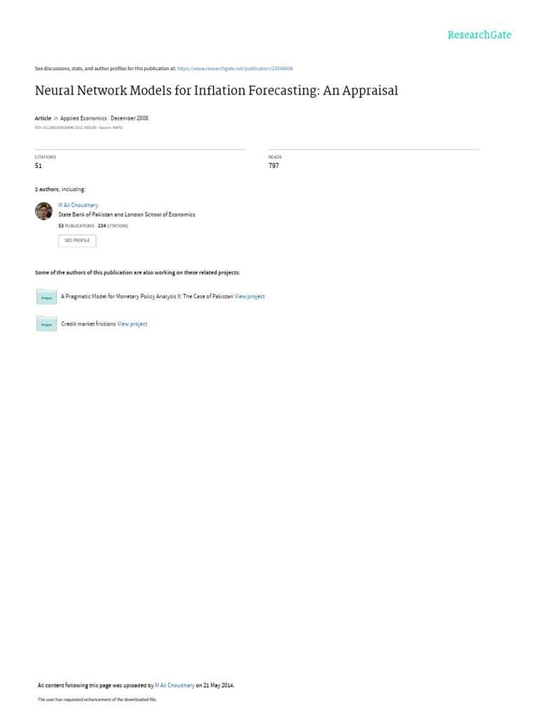 Neural Network Models For Inflation Forecasting An | PDF | Forecasting ...