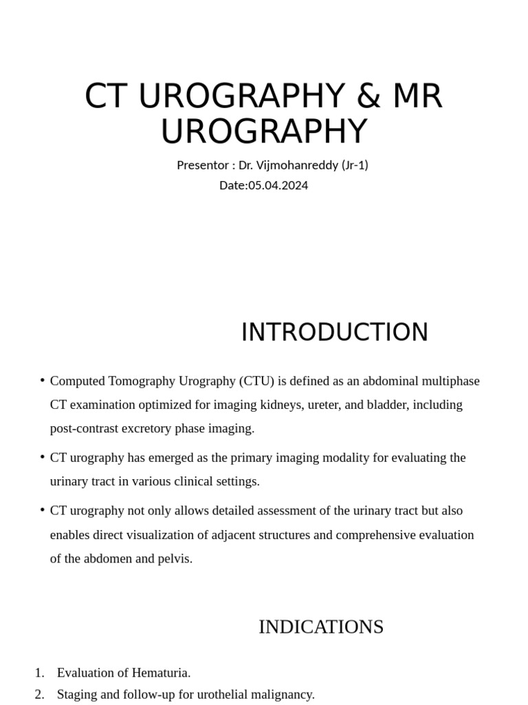 CT Urography Techniques and Protocols | PDF | Kidney | Ct Scan