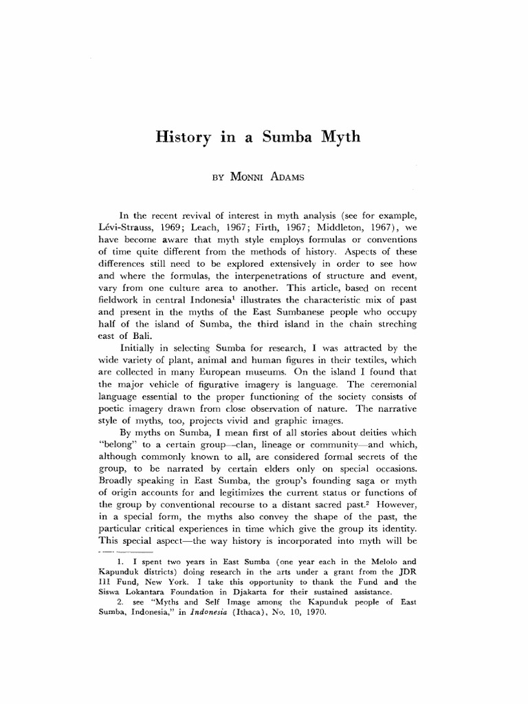 Myth and History in Sumba Culture | PDF