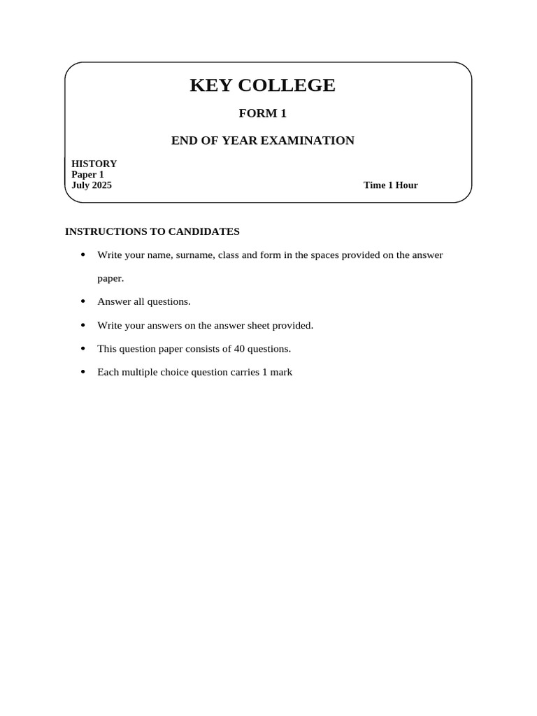 Question Paper Cover Page | PDF