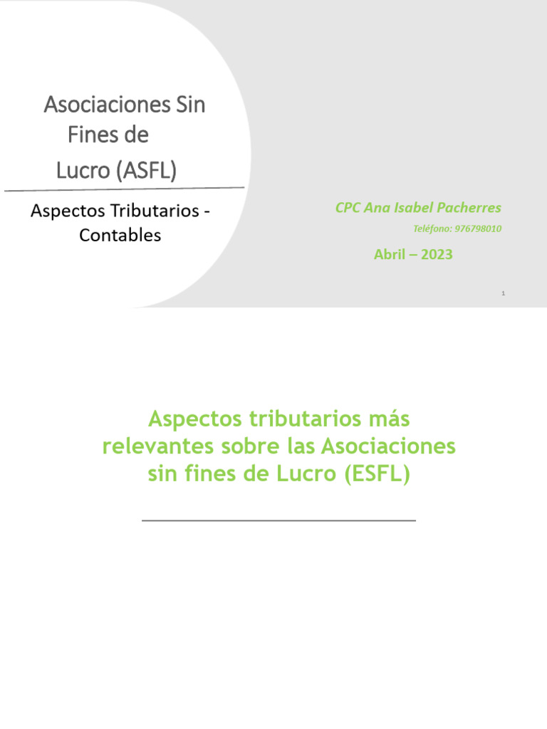 Aspectos Tributarios de ASFL en Perú | PDF | Organización sin ánimo de ...