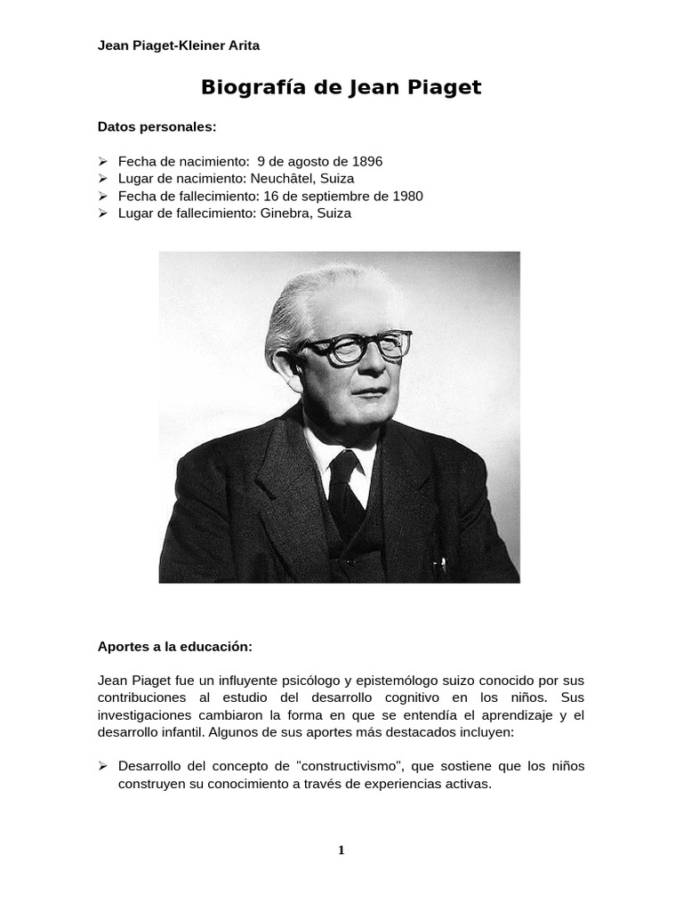 Biografía de Jean Piaget | PDF