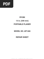 Ryobi Planer Ap1300 Parts Manual