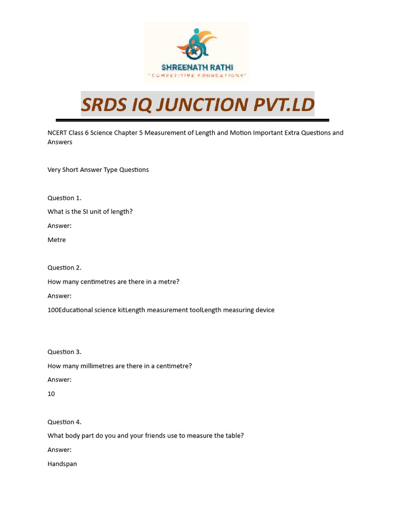 NCERT CLASS 6 SCIENCE CHAPTER 5 MEASUREMENT OF LENGTH AND MOTION NOTES visual data 4