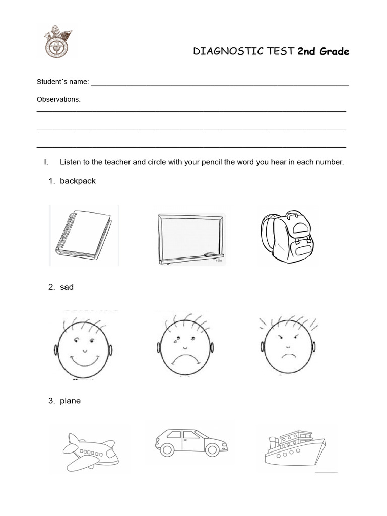 2nd Grade Diagnostic Test Instructions | PDF