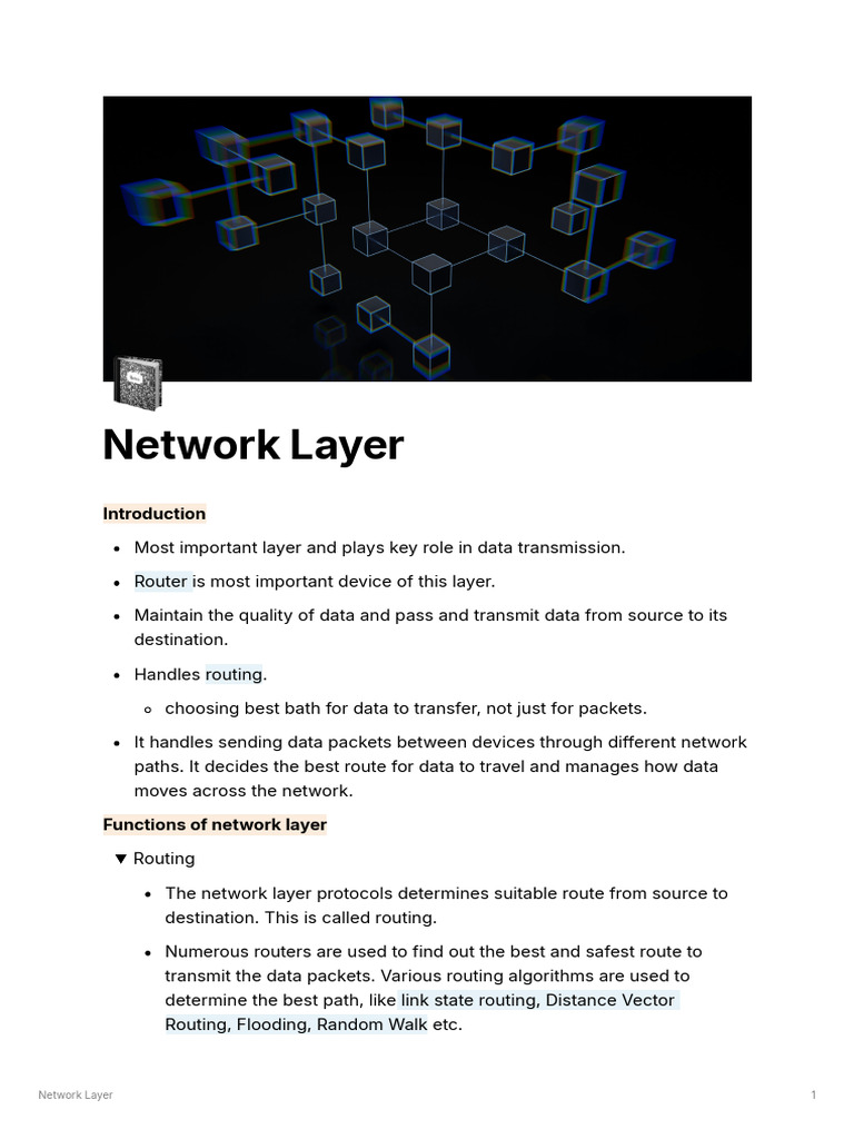 Understanding the Network Layer Functions | PDF | Computer Network ...