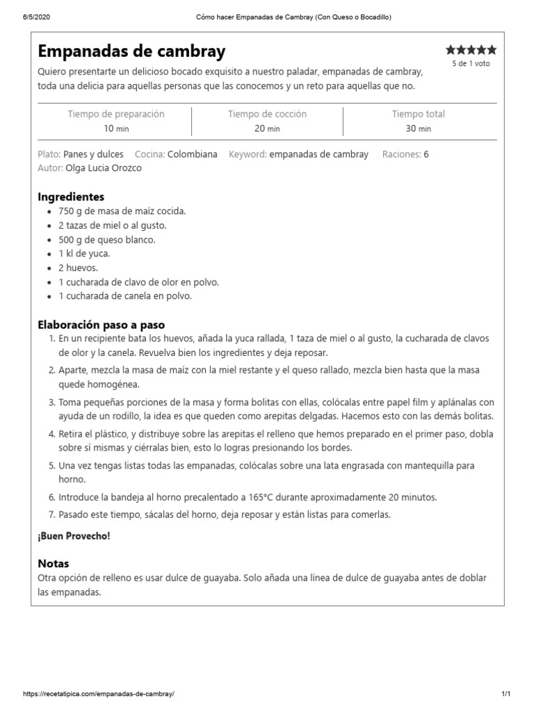 Empanadas de Cambray | PDF | Cocina | Alimentos