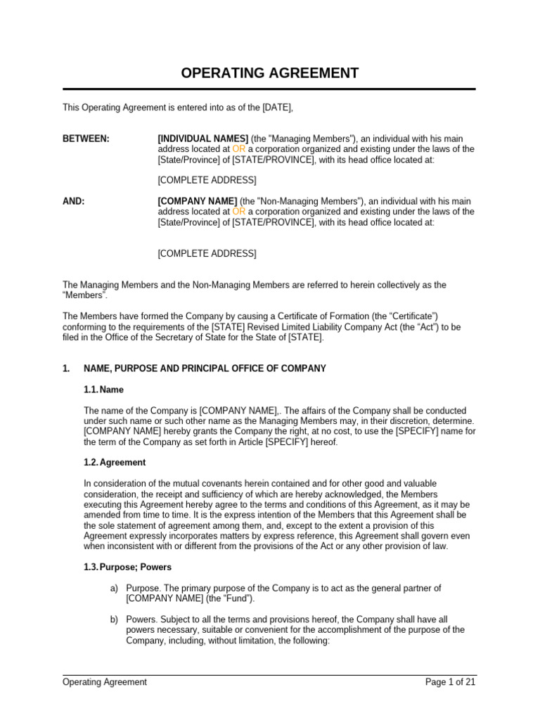 Operating Agreement D12798 | PDF | Tax Deduction | Bankruptcy