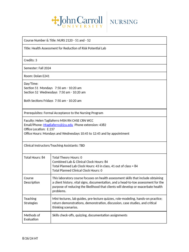 Health Assessment Lab NURS 2120 Details | PDF | Title Ix | Artificial ...