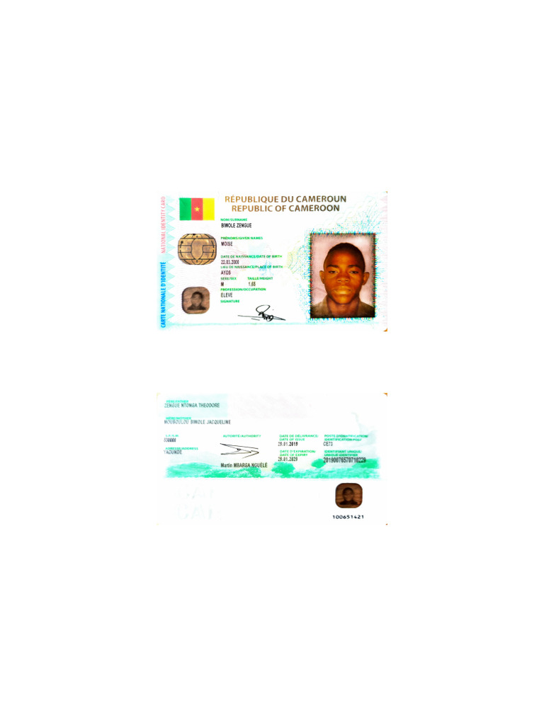 Carte Nationale d'Identité du Cameroun | PDF