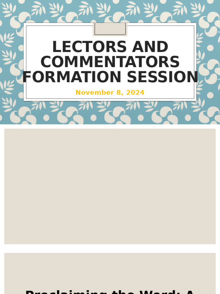 Curated visual reference: Lectors And Commentators Training Guide Pdf Photo Inspiration