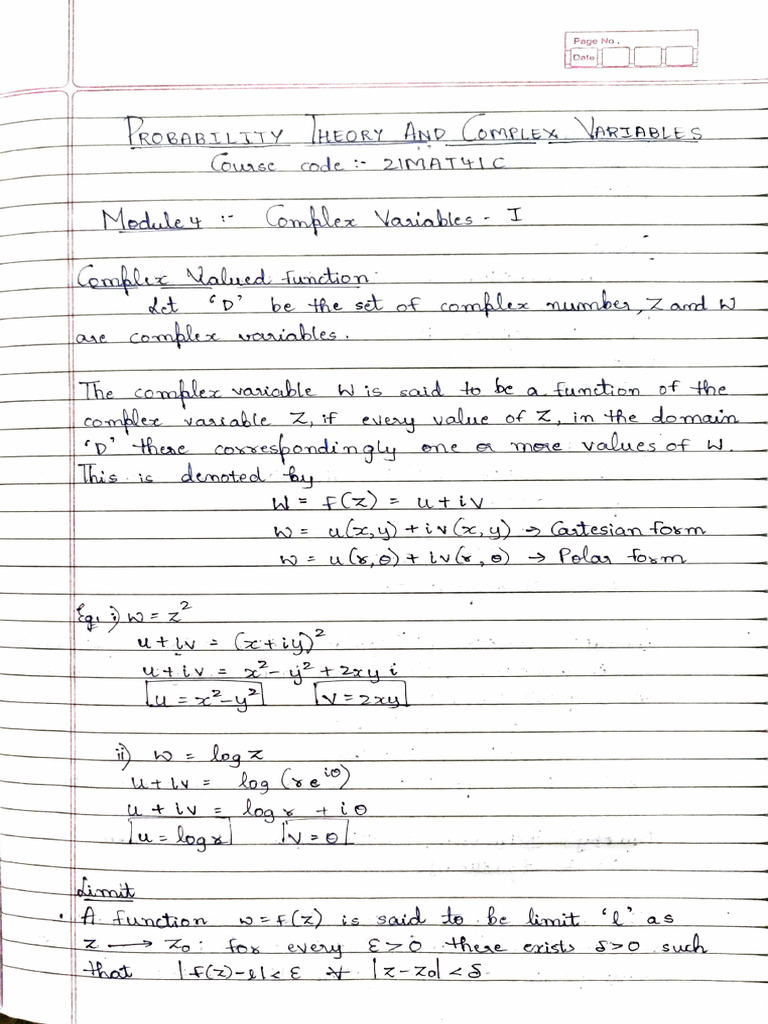 Maths - Complex Variables 1 | PDF