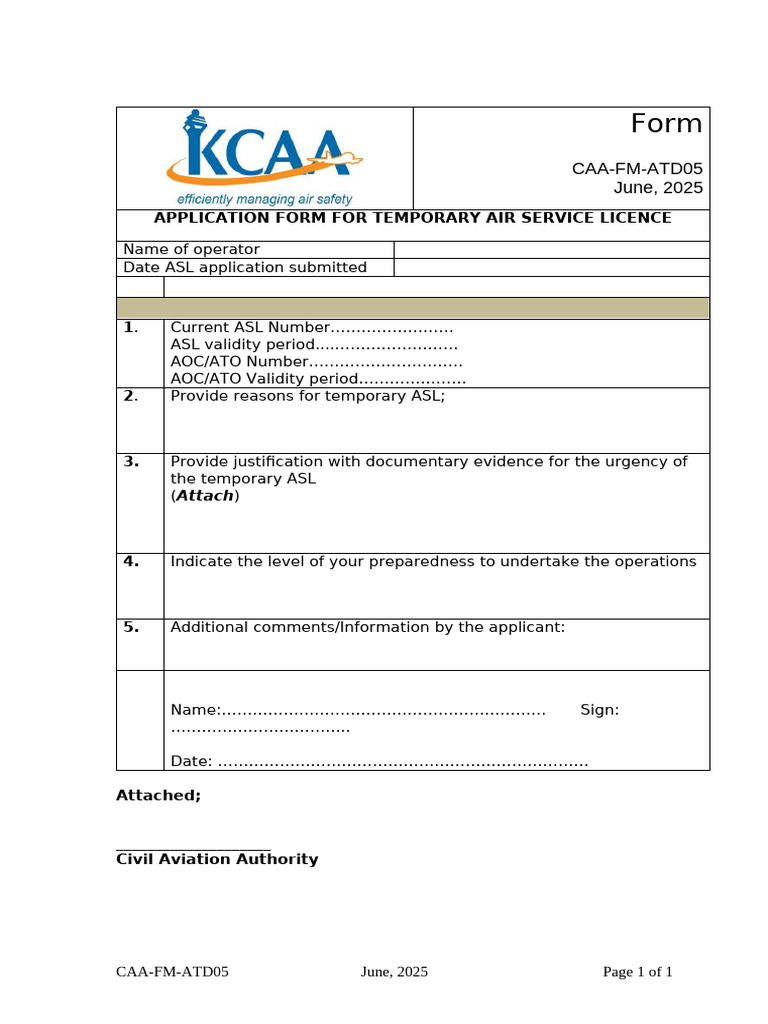 ATD ASL Temporary Application Form | PDF