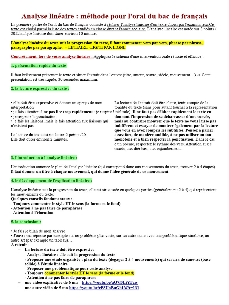 M thode D analyse Lin aire Pour Le Bac PDF
