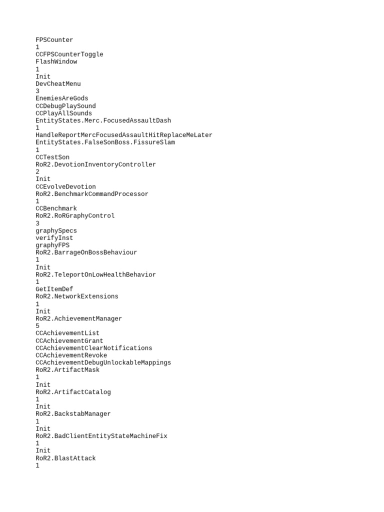 ROR2 Command Reference Guide | PDF