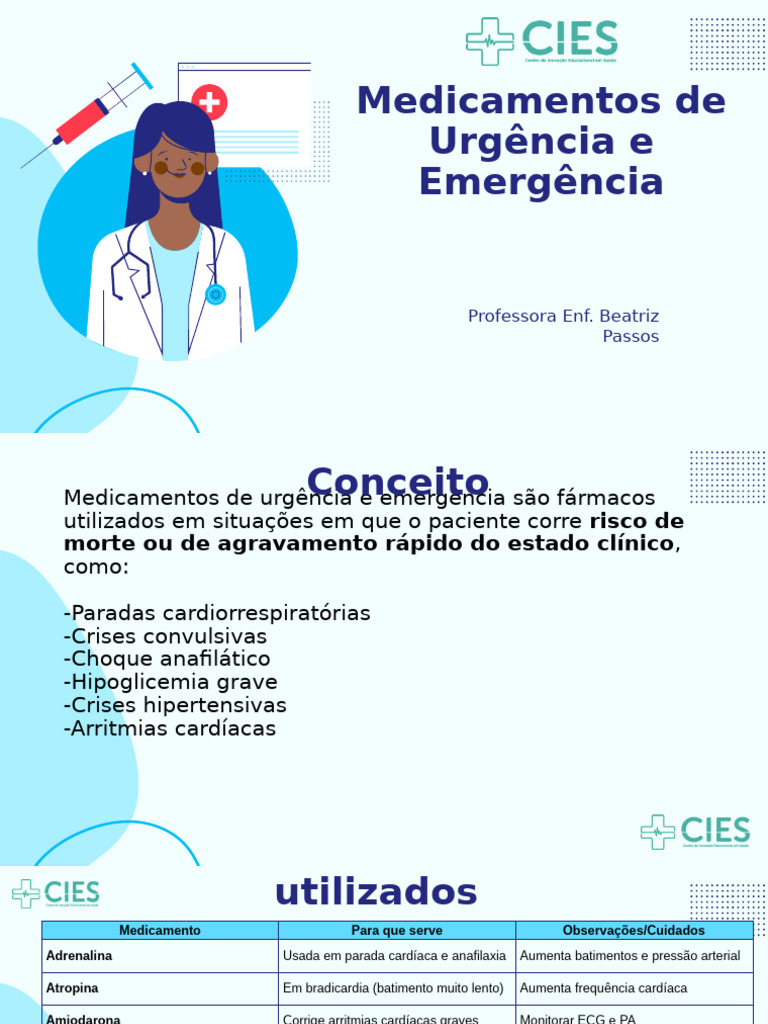 Medicamentos de Urgência e Emergência | PDF | Choque (circulatório ...