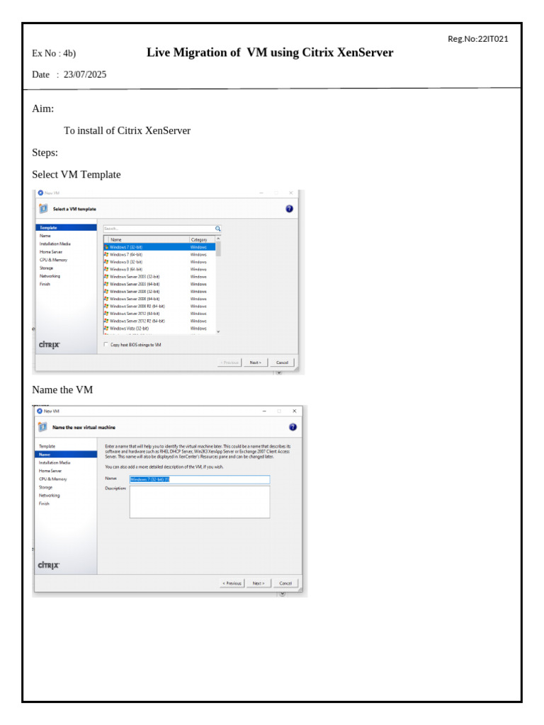 Live Migration of VM with XenServer | PDF