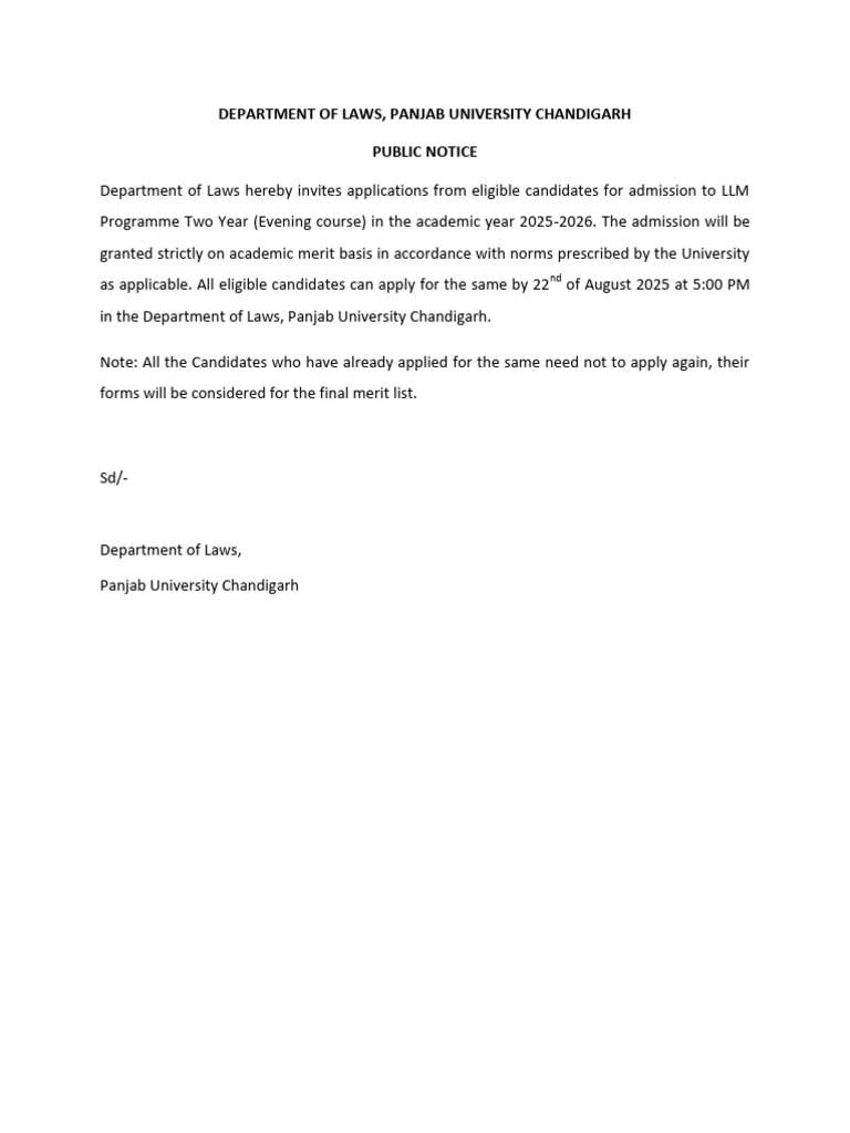 LL.M Admission Notice 2025-2026 | PDF | Justice | Crime & Violence