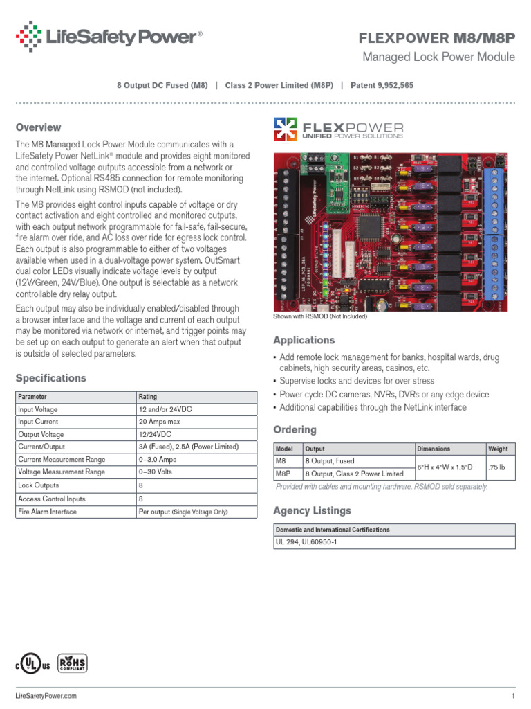 Life Safety Overview FLEXPOWER M8/M8P Managed Lock Power Module ...