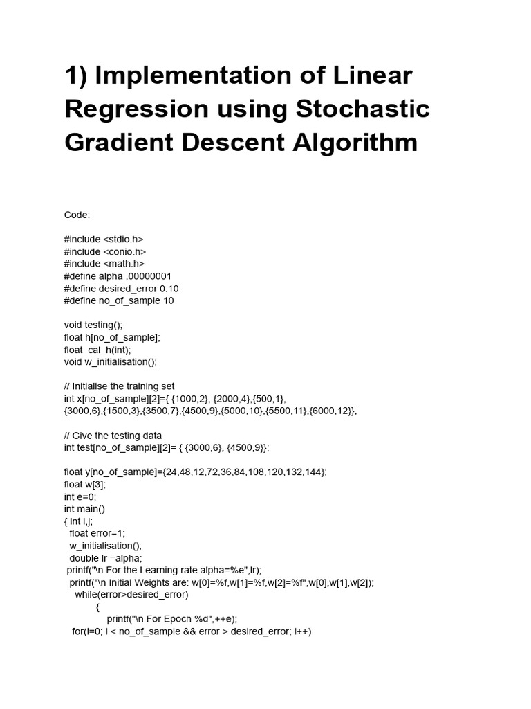 Linear Regression with Gradient Descent | PDF | Theoretical Computer ...