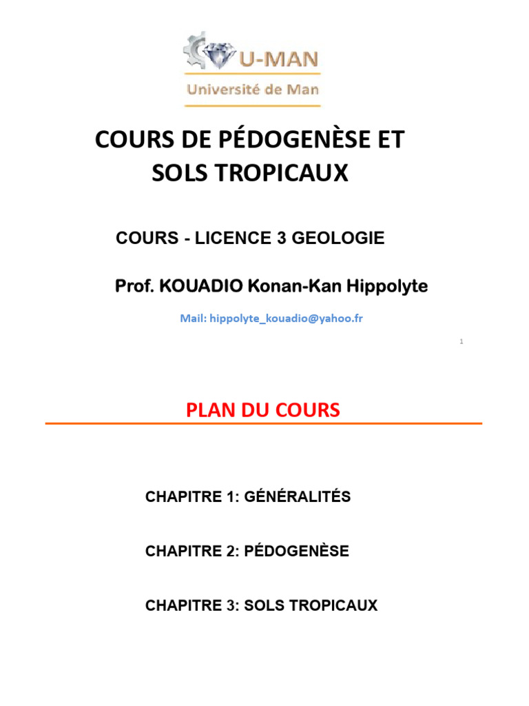 Pédogenèse et sols tropicaux en géologie | PDF | Sol (pédologie) | Granit