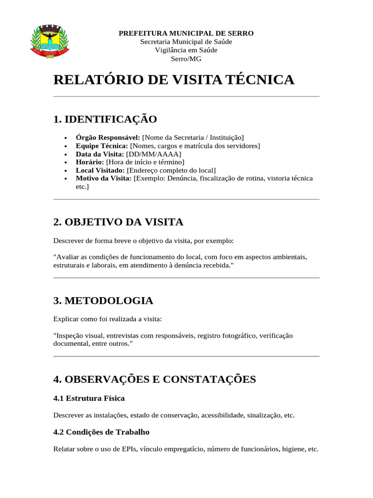 Relatório de Visita Técnica em Saúde | PDF