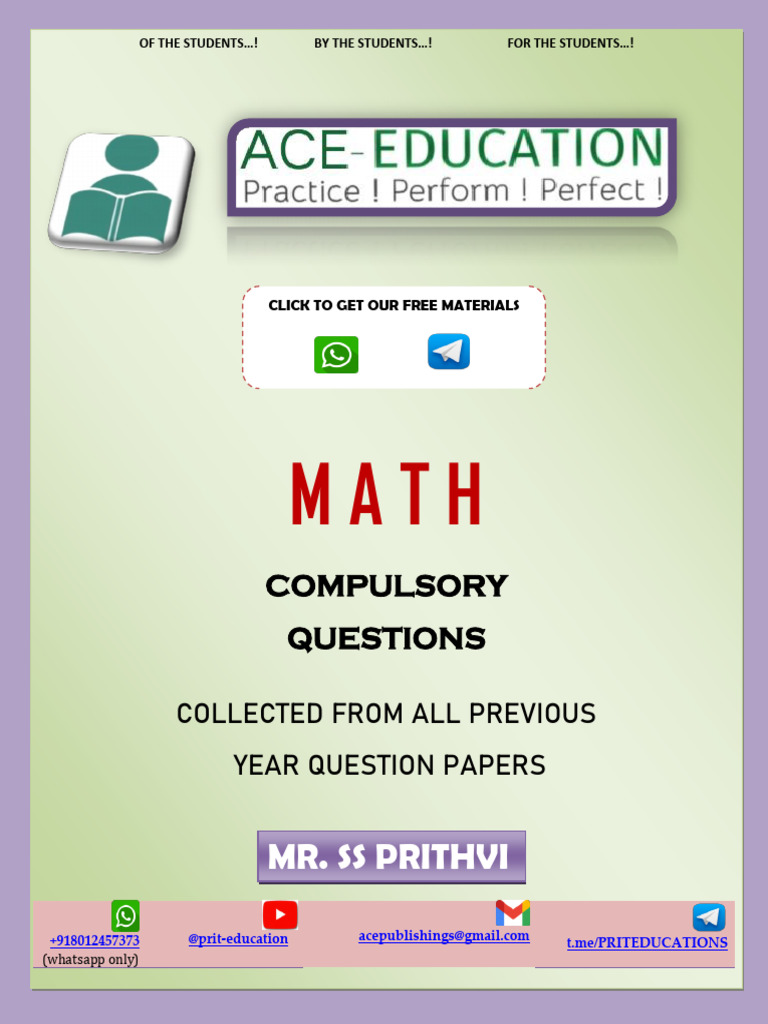 Compulsory Math Questions for Class 12 | PDF | Equations | Matrix ...