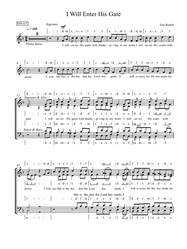 I Will Enter His Gates Lyrics | PDF