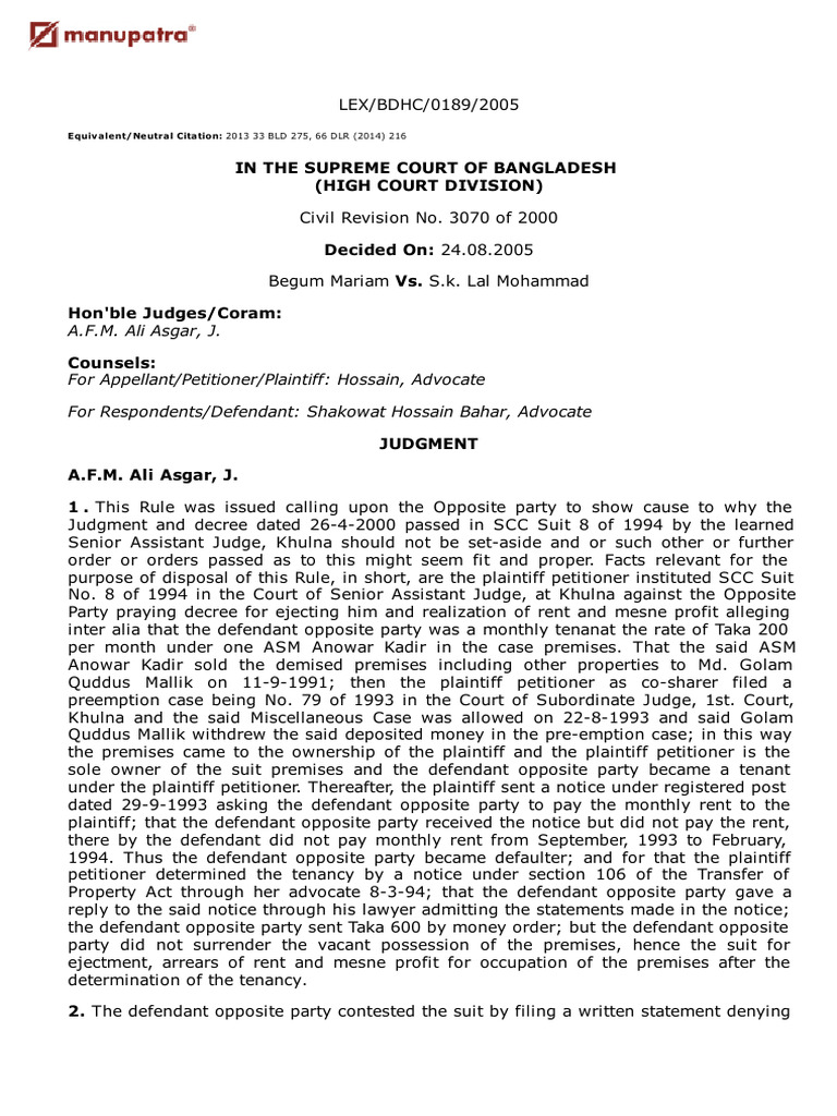 Supreme Court Ruling on Tenant Dispute | PDF | Lawsuit | Judgment (Law)