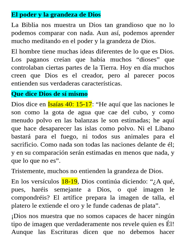 Grandeza y poder de Dios en la Biblia | PDF | Dios | Dom