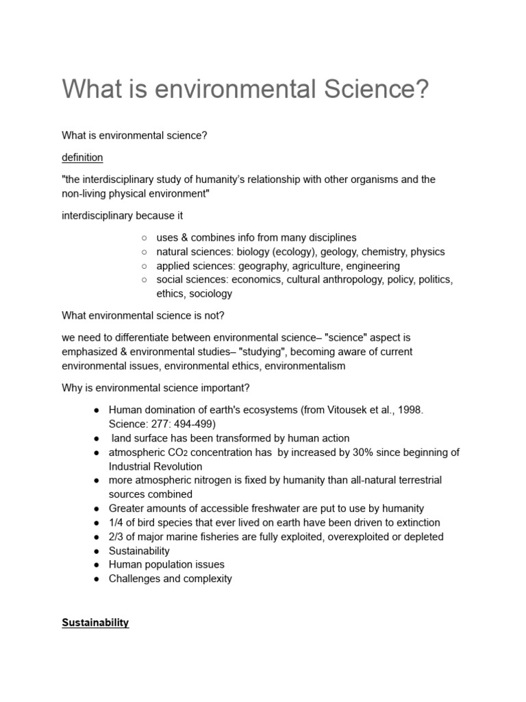 Understanding Environmental Science Basics | PDF | Hypothesis | Total ...