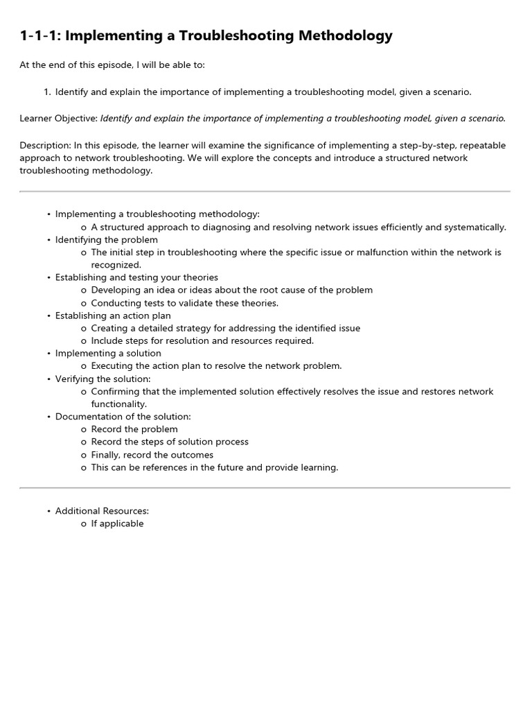 Structured Network Troubleshooting Steps | PDF