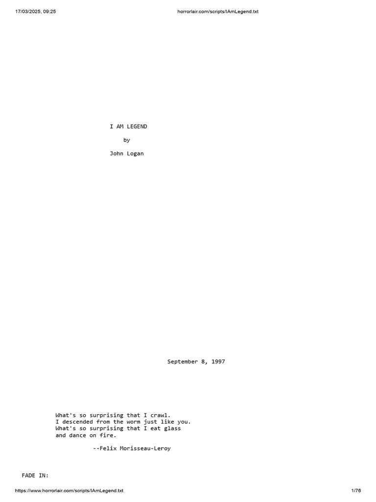I Am Legend | PDF