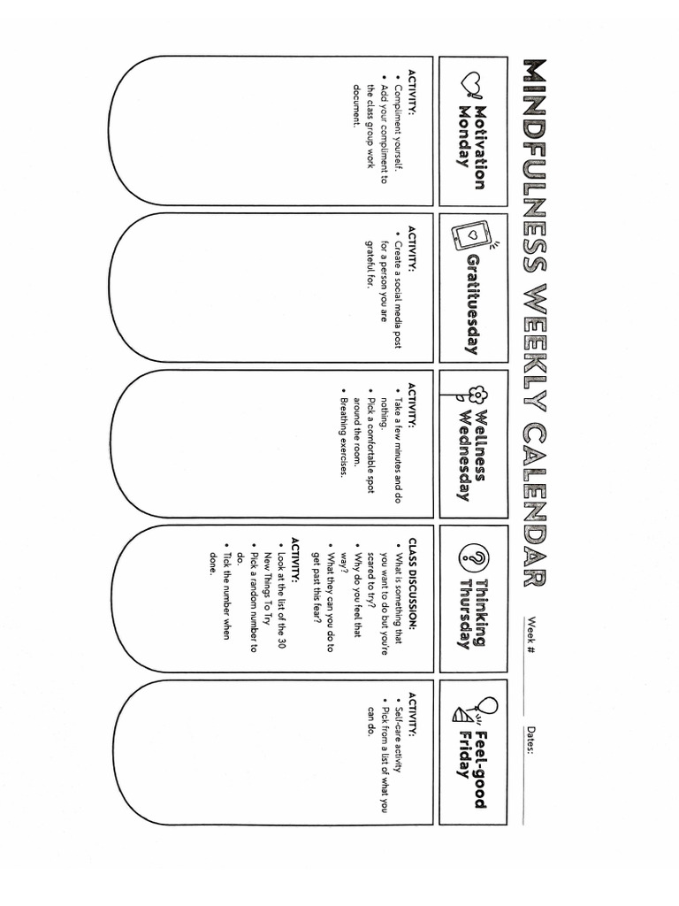 Mindfulness Weekly Calendar | PDF