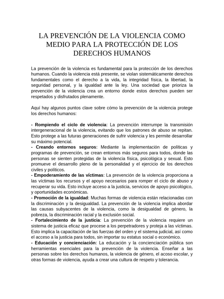 Prevención de la Violencia y Derechos Humanos | PDF | Violencia ...