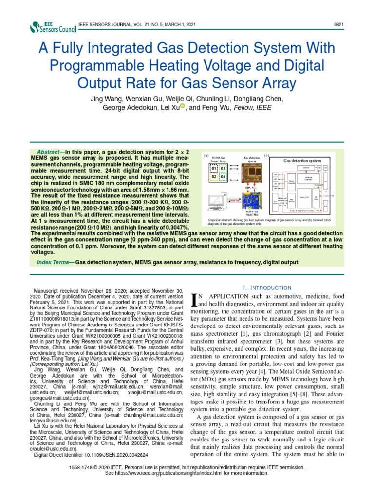 Integrated Gas Detection System Design | PDF | Electronic Circuits | Sensor