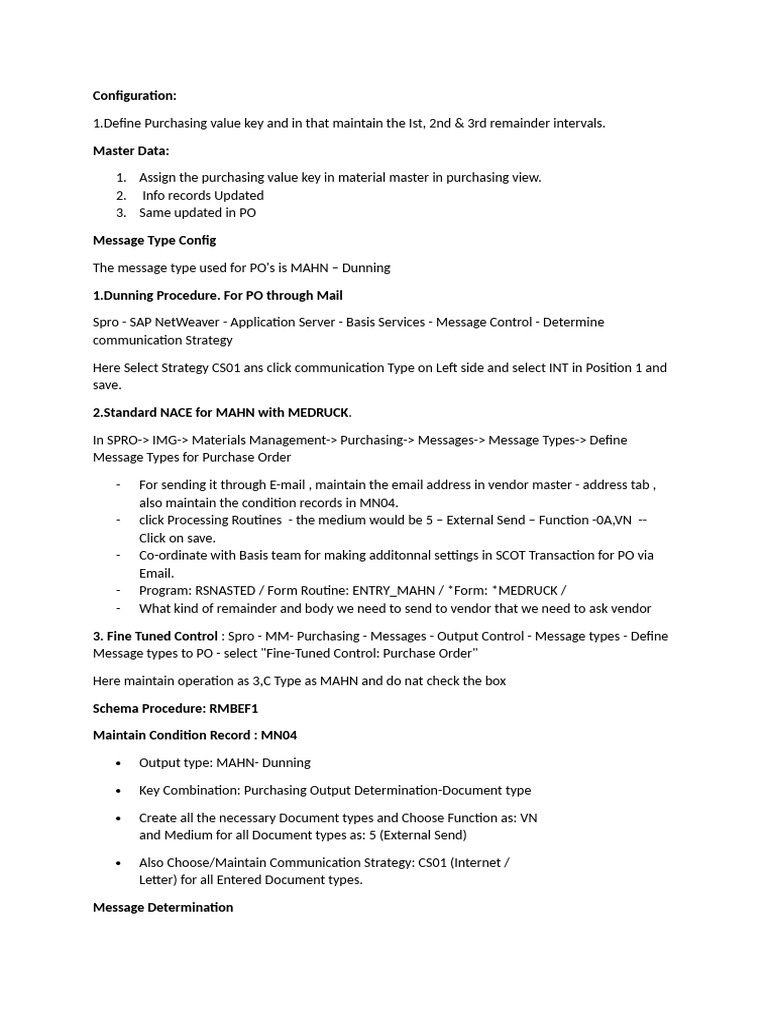 SAP PO Dunning Configuration Guide | PDF | Telecommunications ...