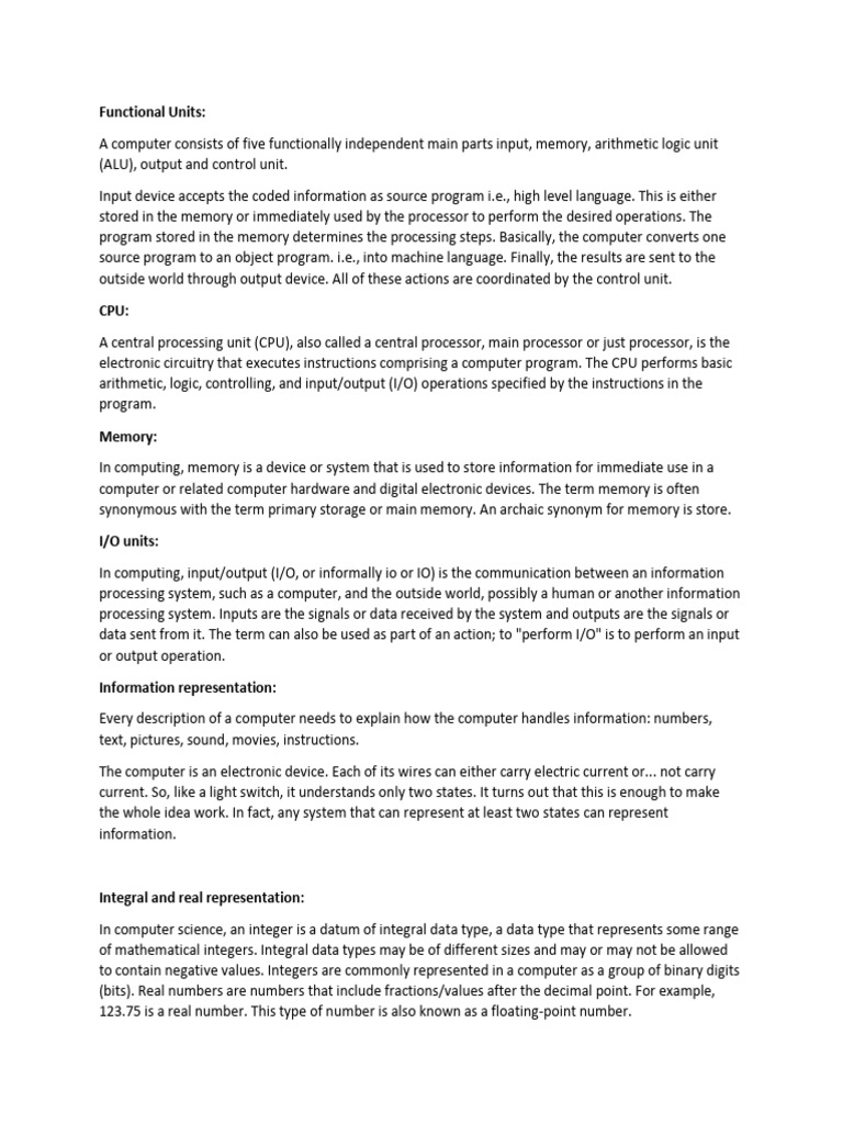 Overview of Computer Systems Components | PDF | Input/Output | Computer ...