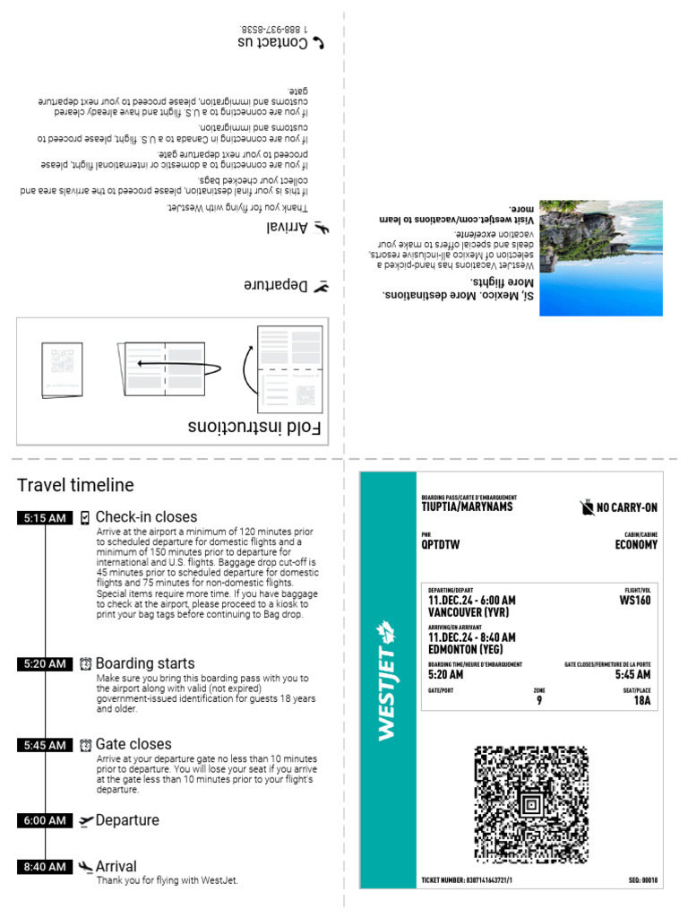 WestJet Flight Boarding Pass Details | PDF | Transport | Aviation