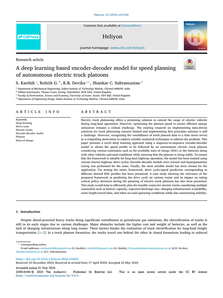 A Deep Learning Based Encoder-Decoder Model For Speed Planning of ...
