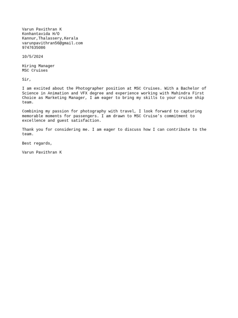 Application for Photographer Position | PDF